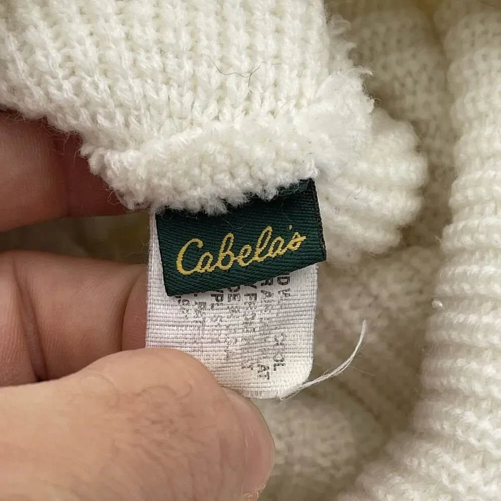 Vintage Cabela's Hunting Face Mask Balaclava Hat White Winter Camo Ski USA Made